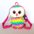 TY OWEN THE OWL Kids Backpack Plush + Charm Stuffed Animal Soft Toy Bag Rainbow0