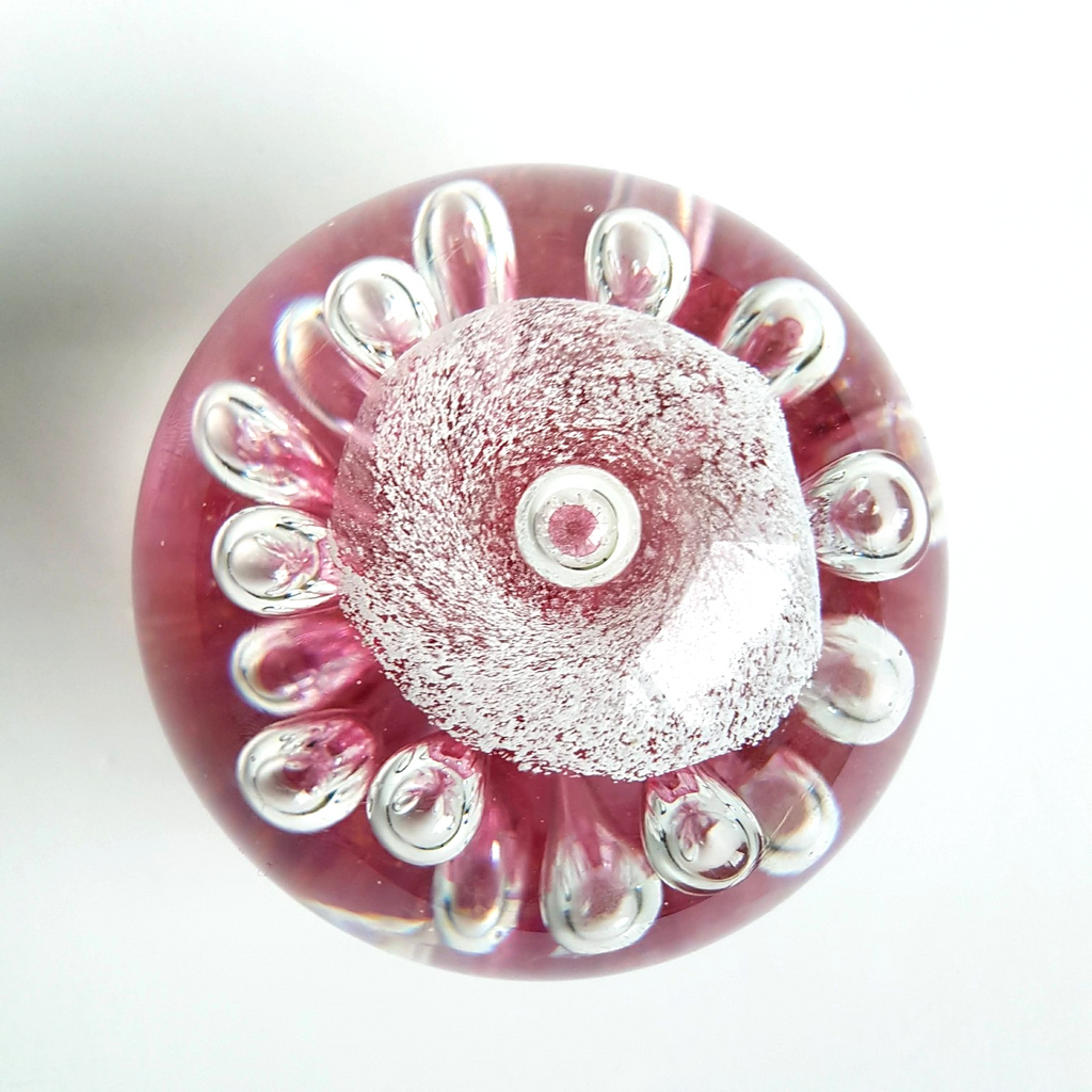 Pink GLASS LANSHING PAPER WEIGHT 9cm Bubble 1kg Decorative Glass Pretty Flower7