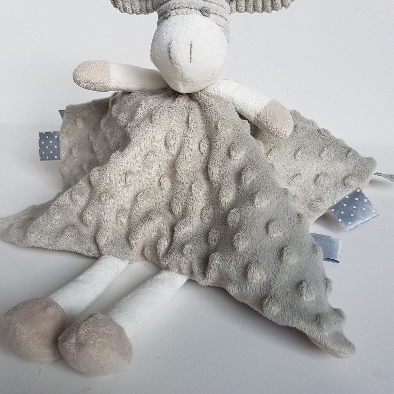 ES Kids GREY GIRAFFE Lovey Soft Toy Sleep Comforter Security Blanket Minky Dot4