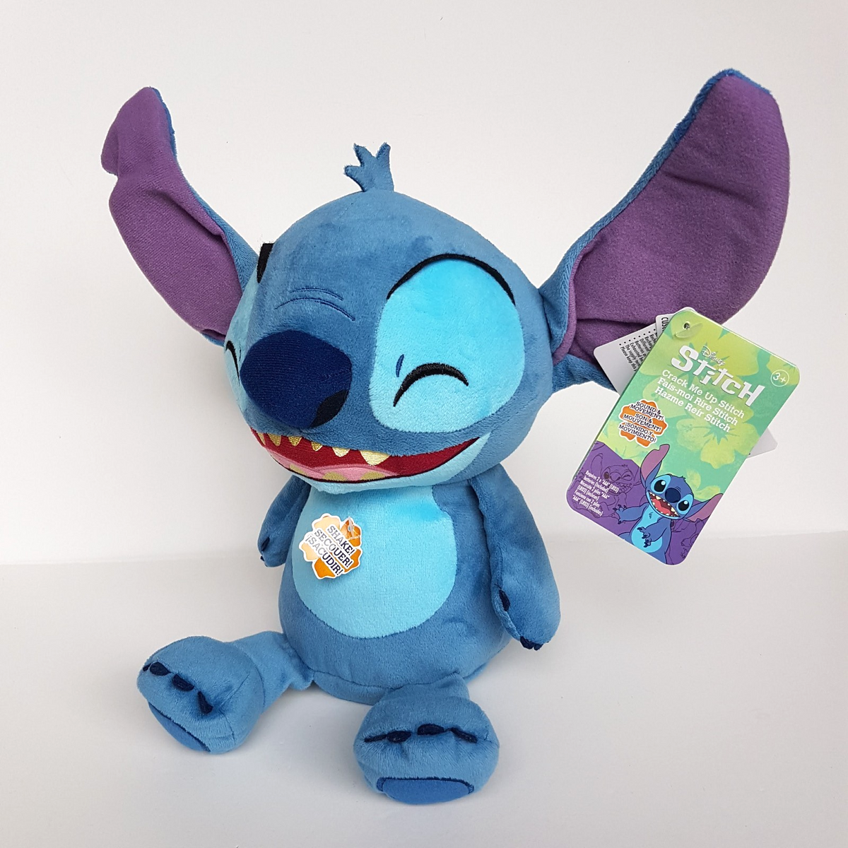 Disney CRACK ME UP STITCH Soft Toy TALKING VIBRATING 29cm Stuffed Animal TAGS0